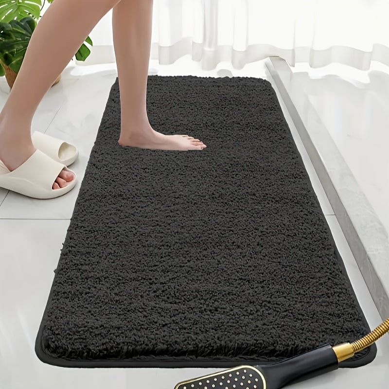 Tapis de salle de bain flanelle unie, 4 teintes