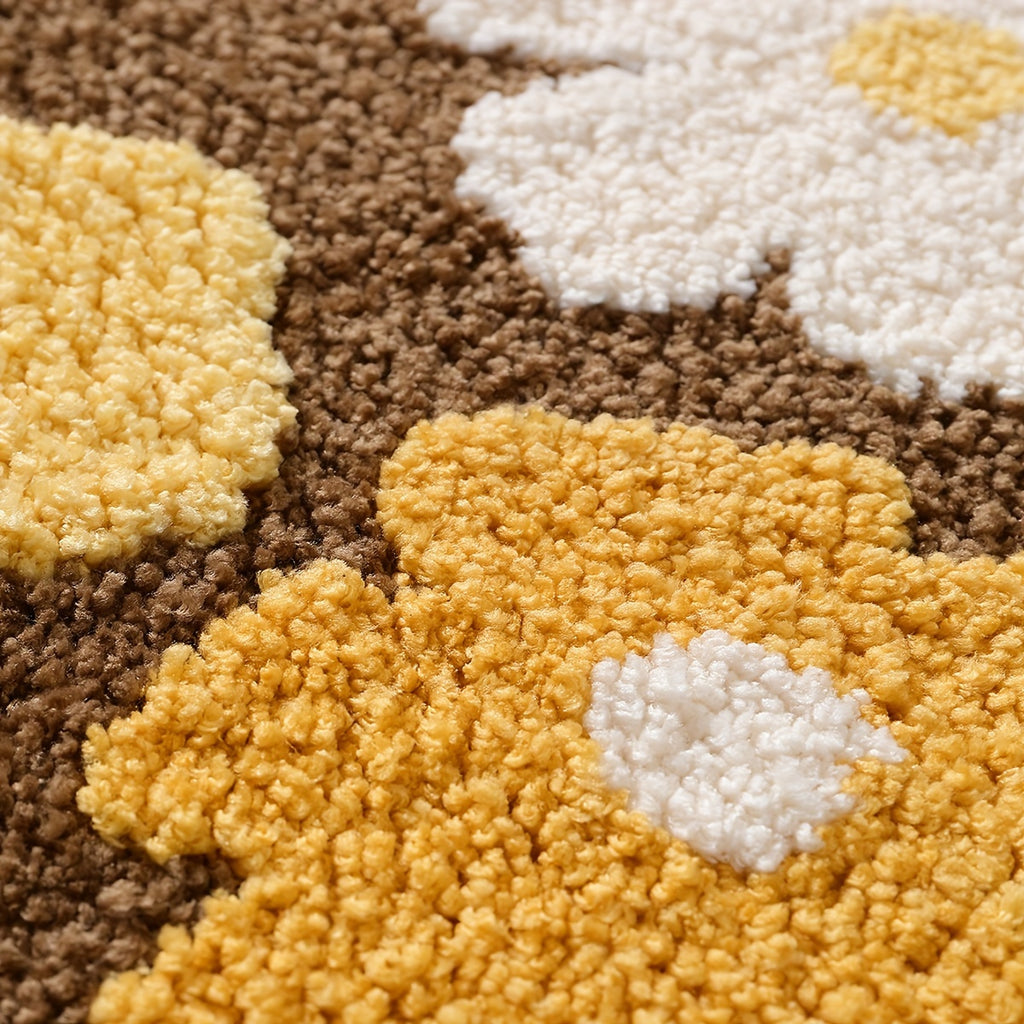Tapis de salle de bain fleuri, d'épaisseur