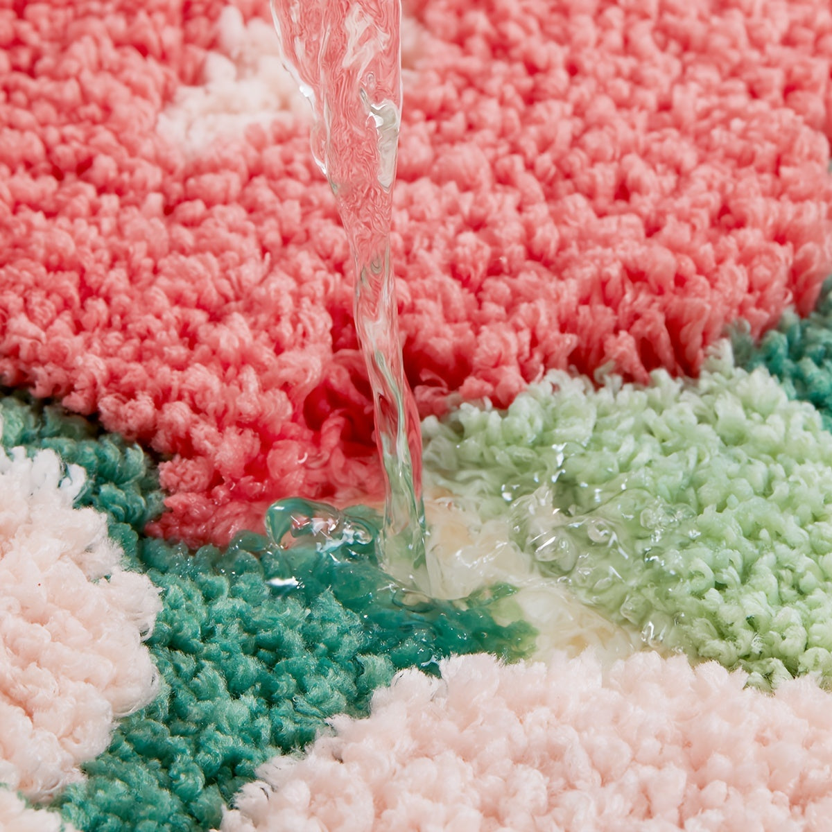 Tapis de salle de bain fleuri tufté en relief