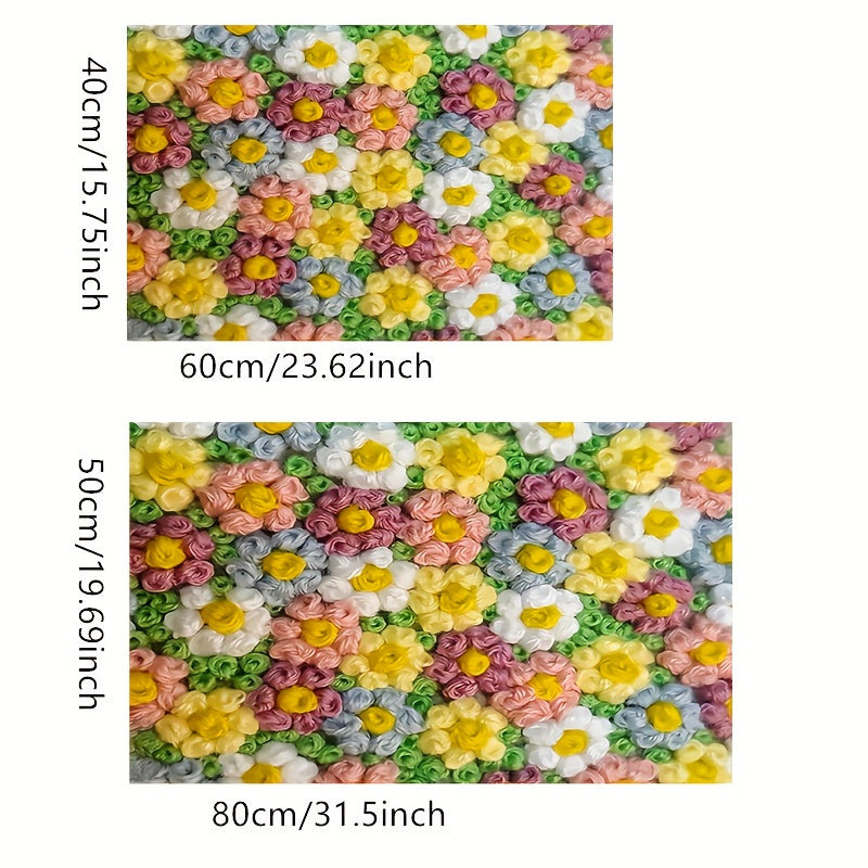 Tapis de salle de bain fleurs en relief imprimé