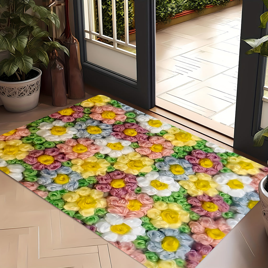 Tapis de salle de bain fleurs en relief imprimé