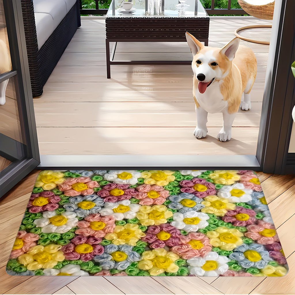 Tapis de salle de bain fleurs en relief imprimé