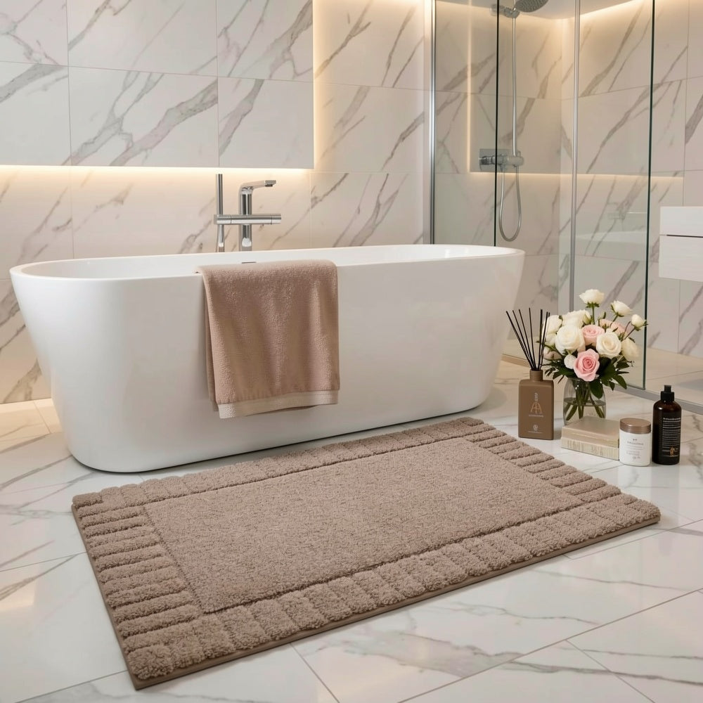Tapis de salle de bain floqué à bordure côtelée, 2 000 g
