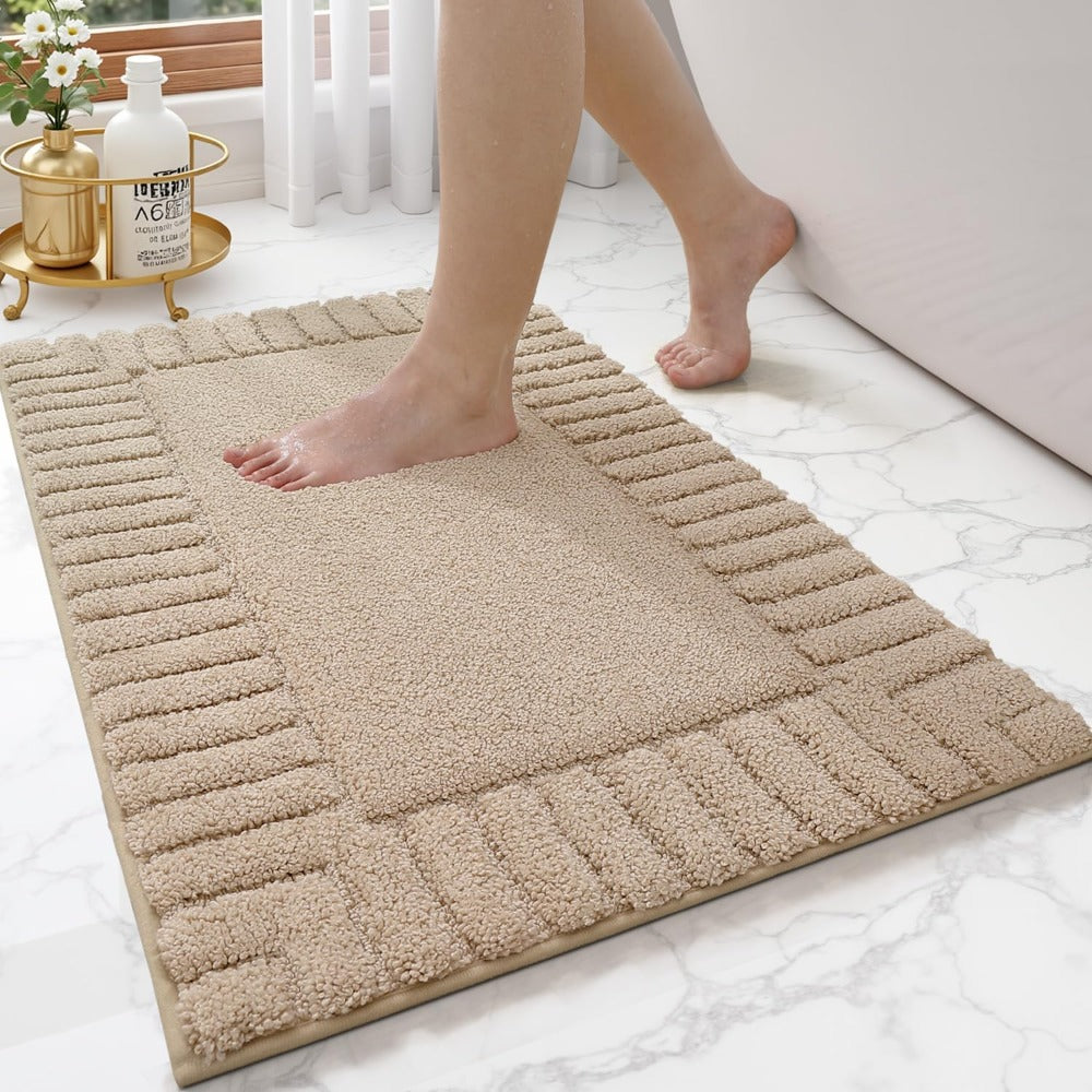 Tapis de salle de bain floqué à bordure côtelée, 2 000 g