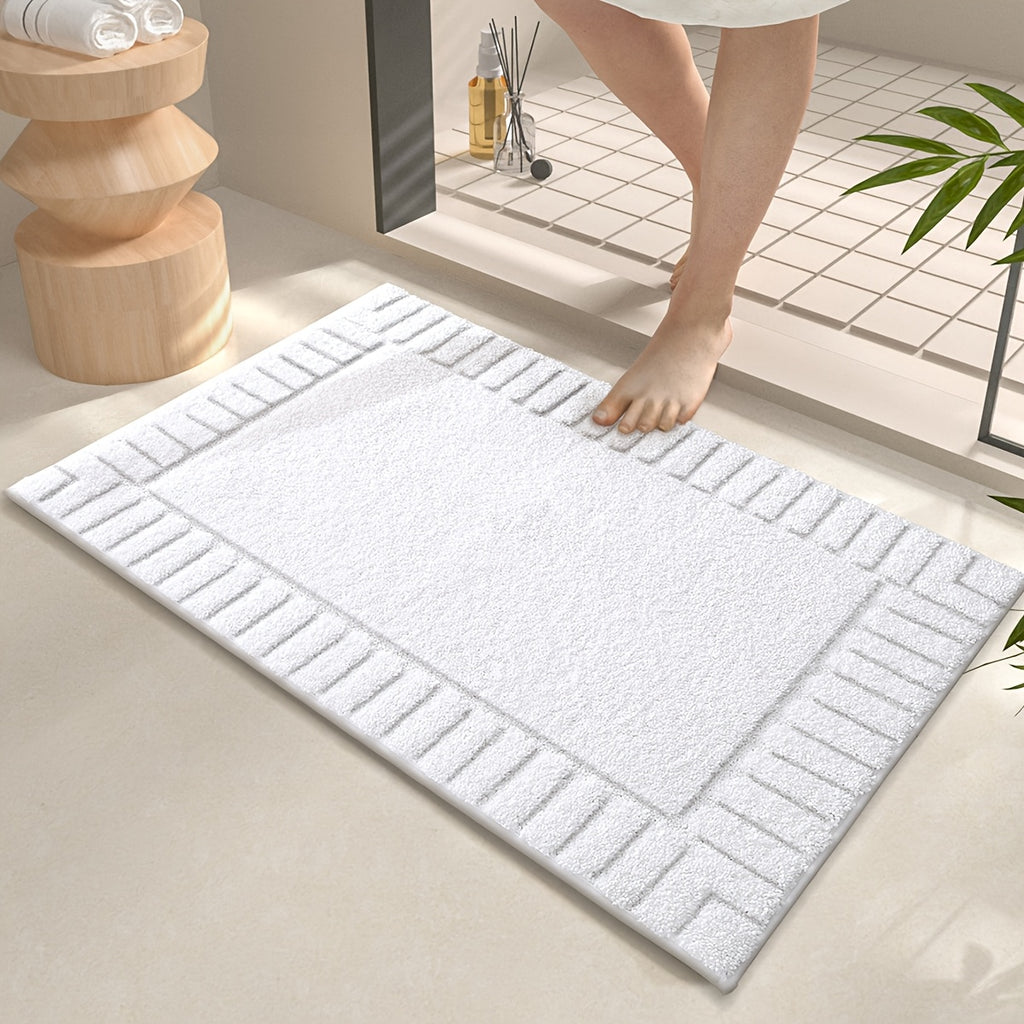 Tapis de salle de bain floqué à bordure côtelée, 2 000 g