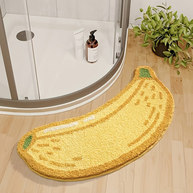 Tapis de salle de bain en forme de banane, moelleux