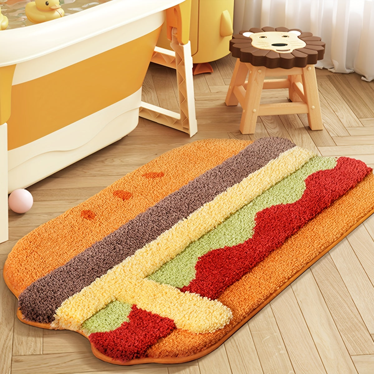 Tapis de salle de bain en forme de hamburger découpé