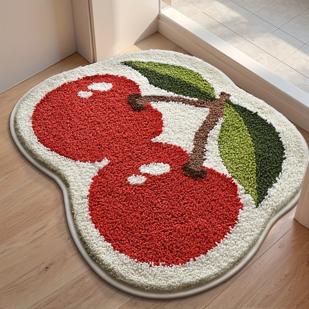 Tapis de salle de bain en forme de cerises, épais