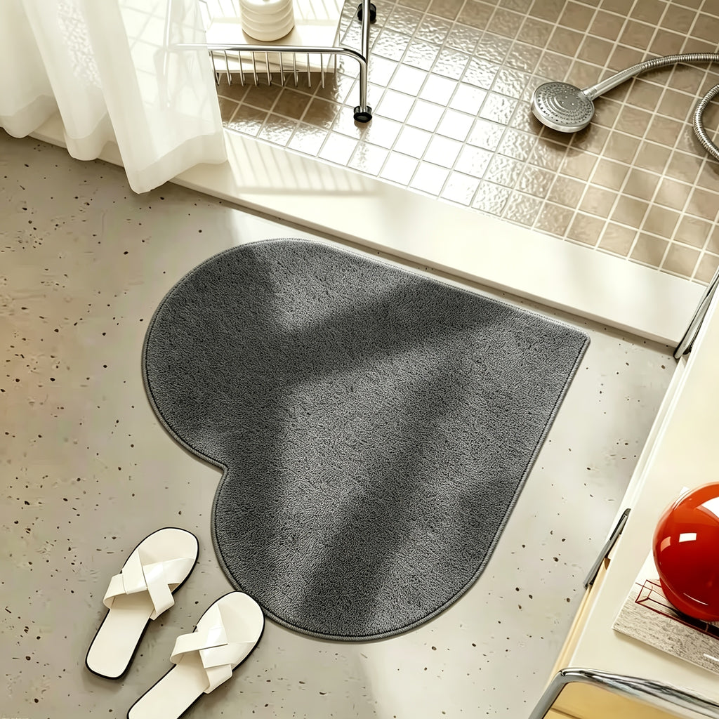 Tapis de Bain en Forme de Cœur - Gris Foncé / 60*60 cm