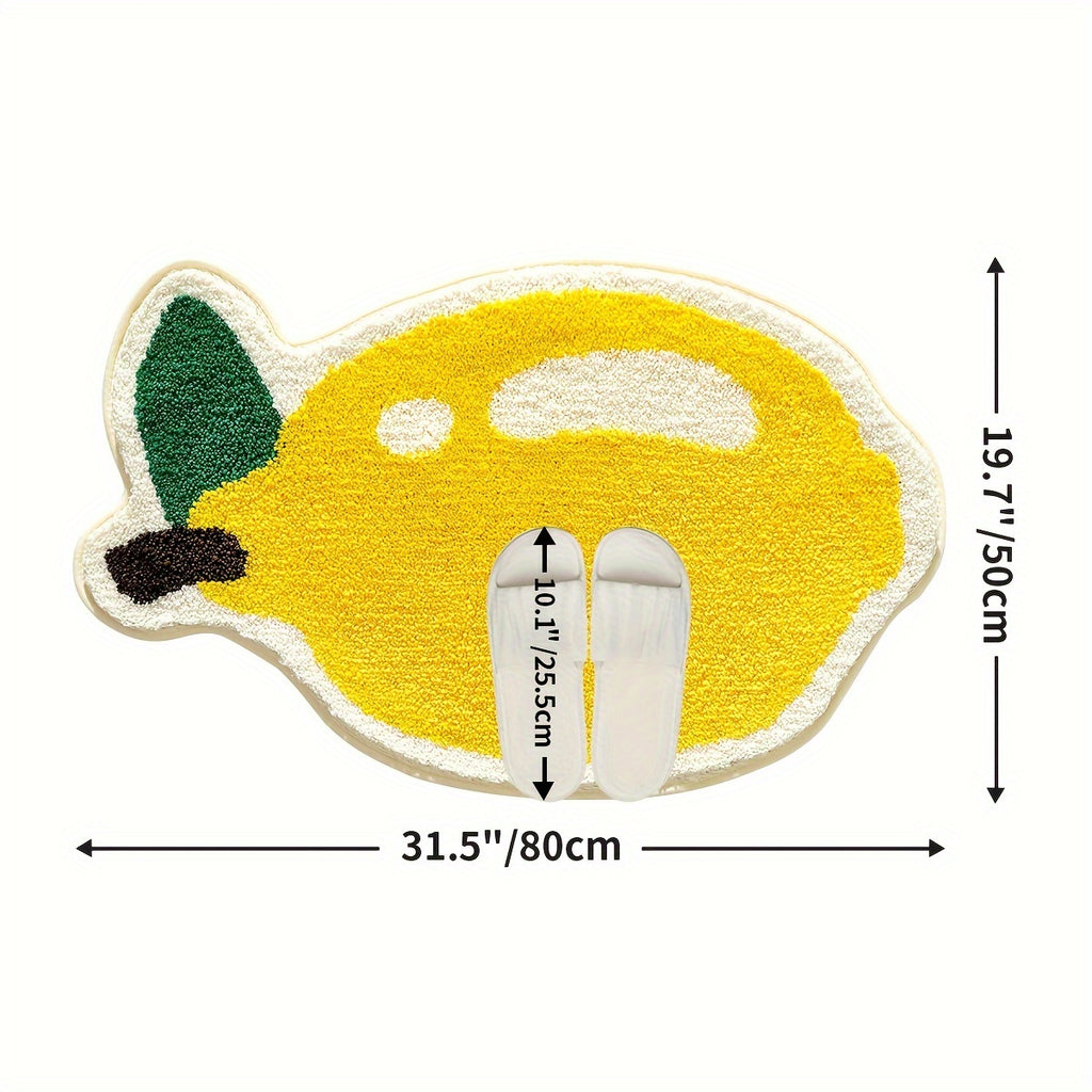 Tapis de salle de bain moelleux découpé en forme de fruit