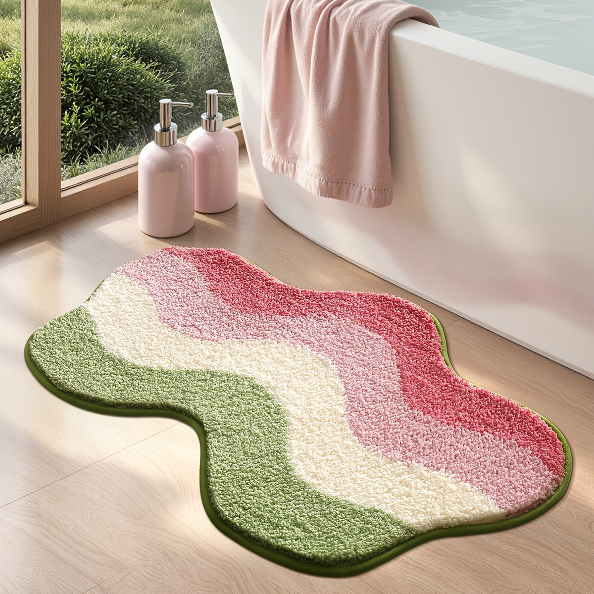 Tapis de salle de bain forme nuage, vagues
