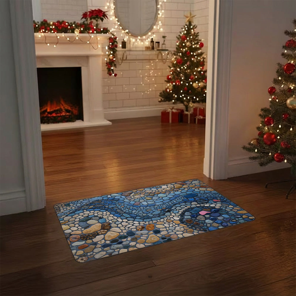 Tapis de salle de bain mosaïque de galets, caoutchouc