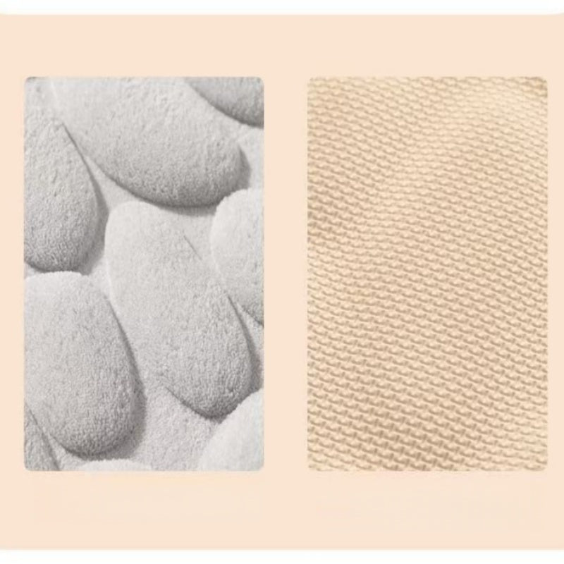 Tapis de salle de bain à galets dos PVC, 2 chiffons inclus