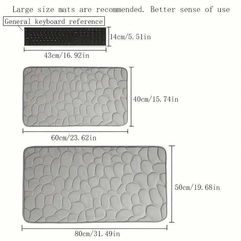 Tapis de salle de bain à galets embossés, d'épaisseur