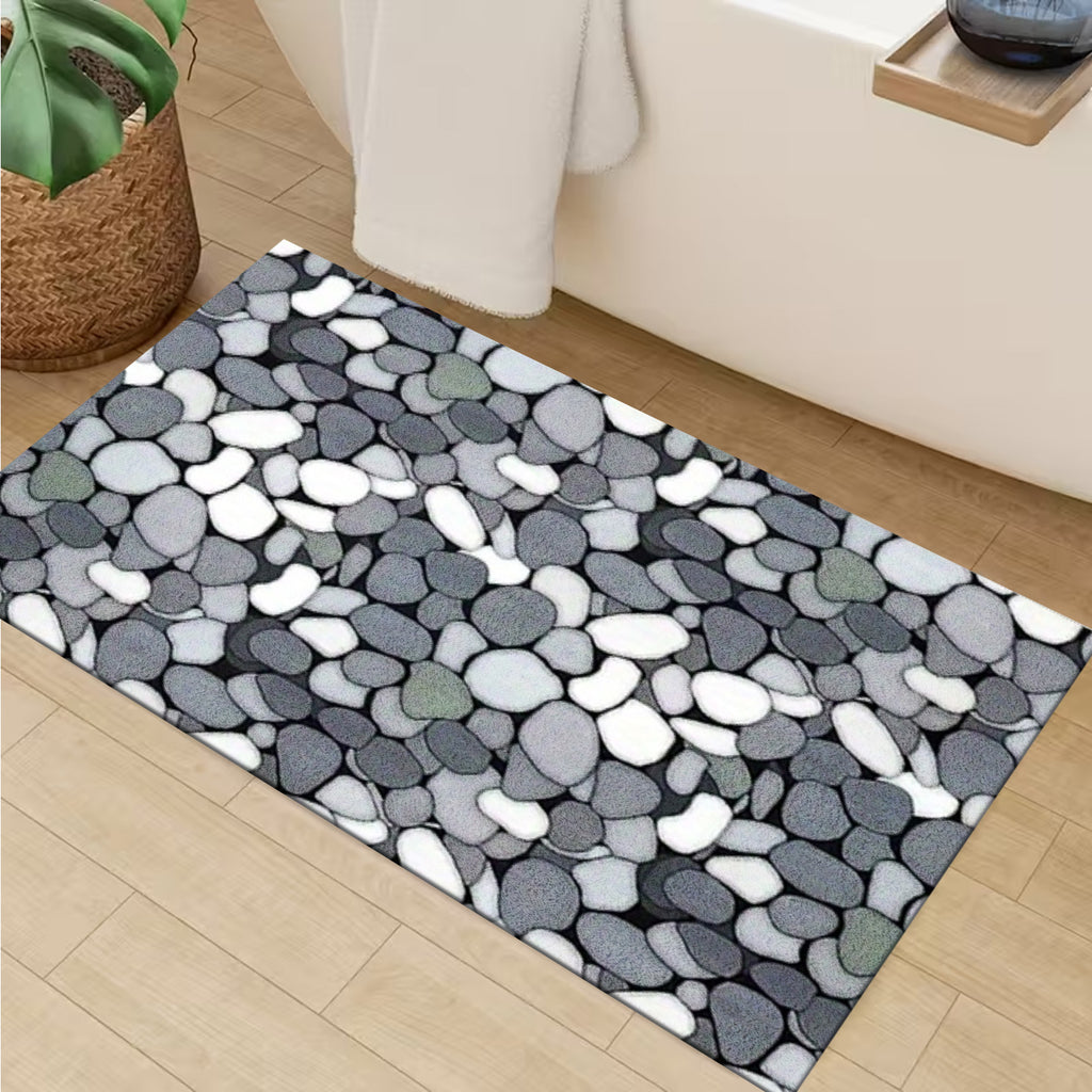 Tapis de salle de bain galets, dos à picots