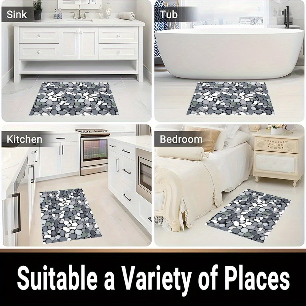 Tapis de salle de bain galets, dos à picots