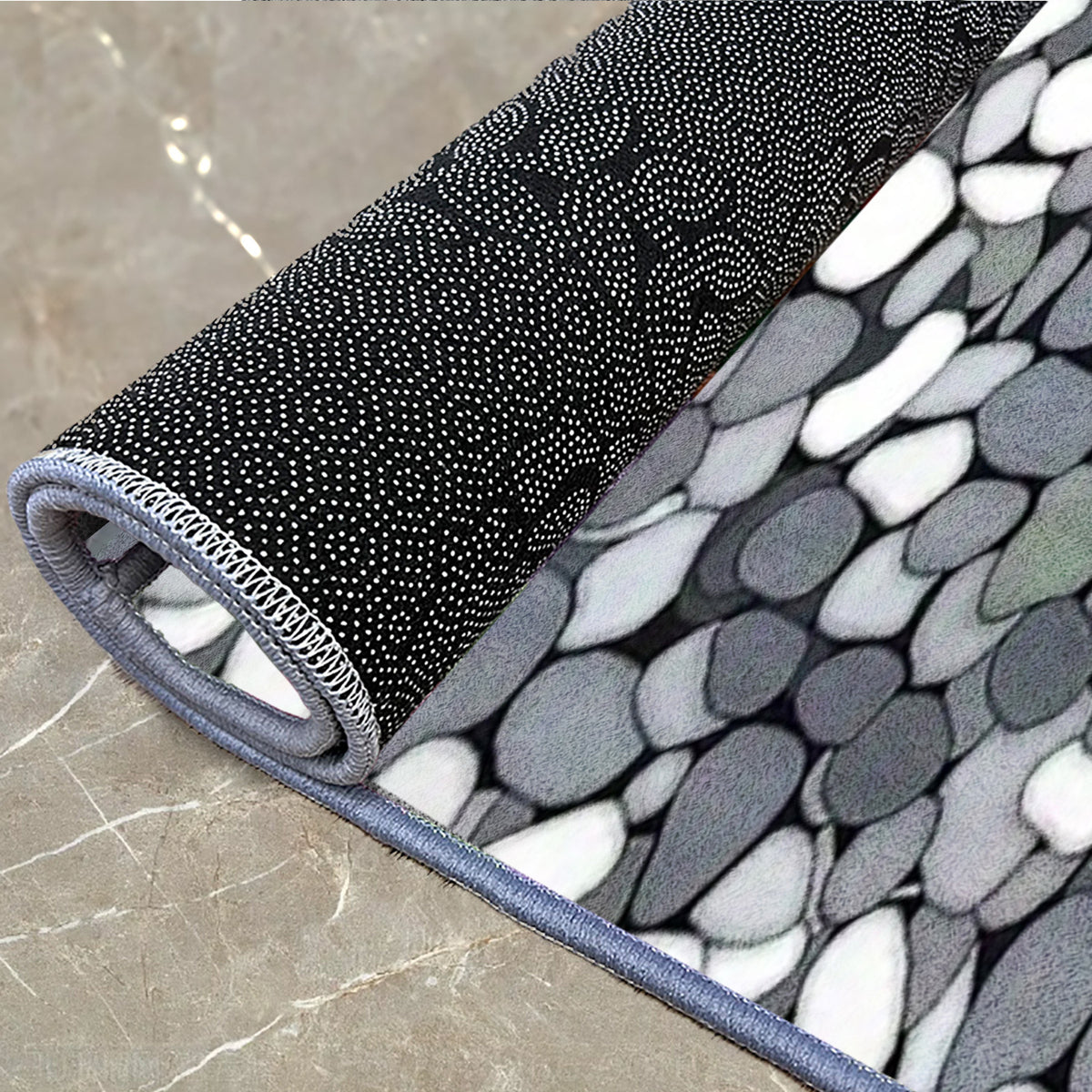 Tapis de salle de bain galets, dos à picots