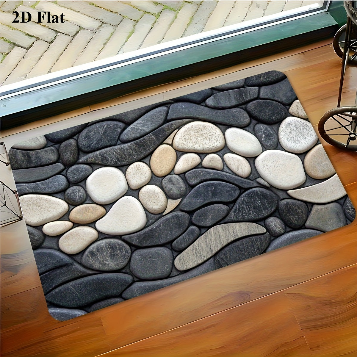 Tapis de salle de bain galets effet pierre naturelle