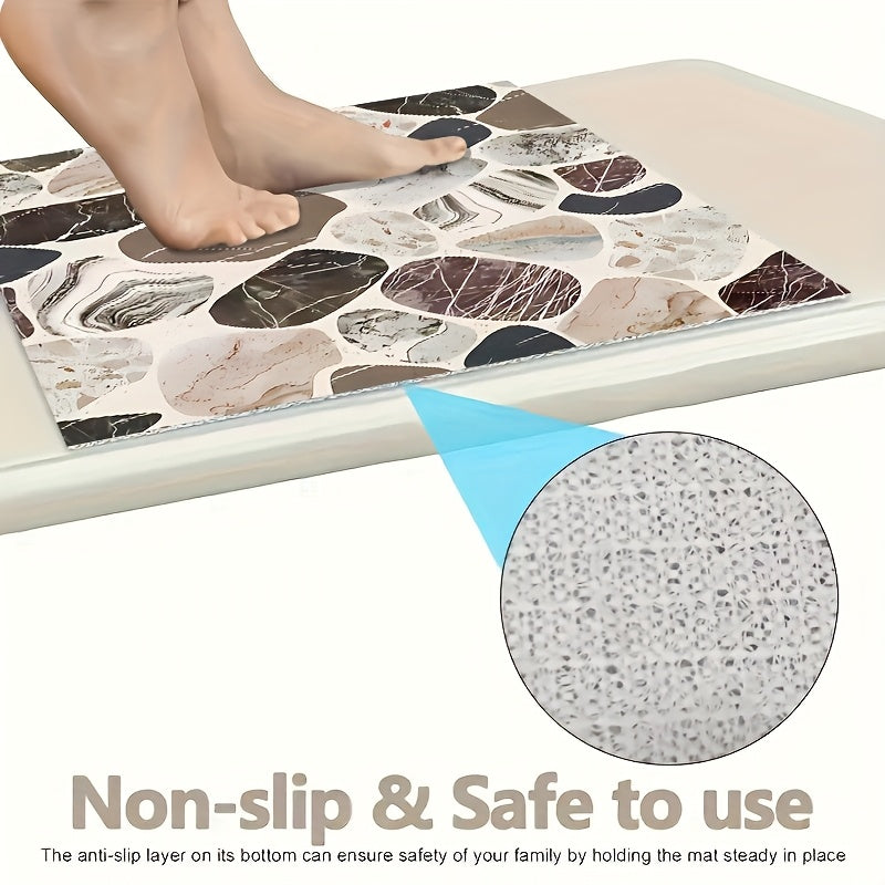 Tapis de salle de bain à galets de marbre