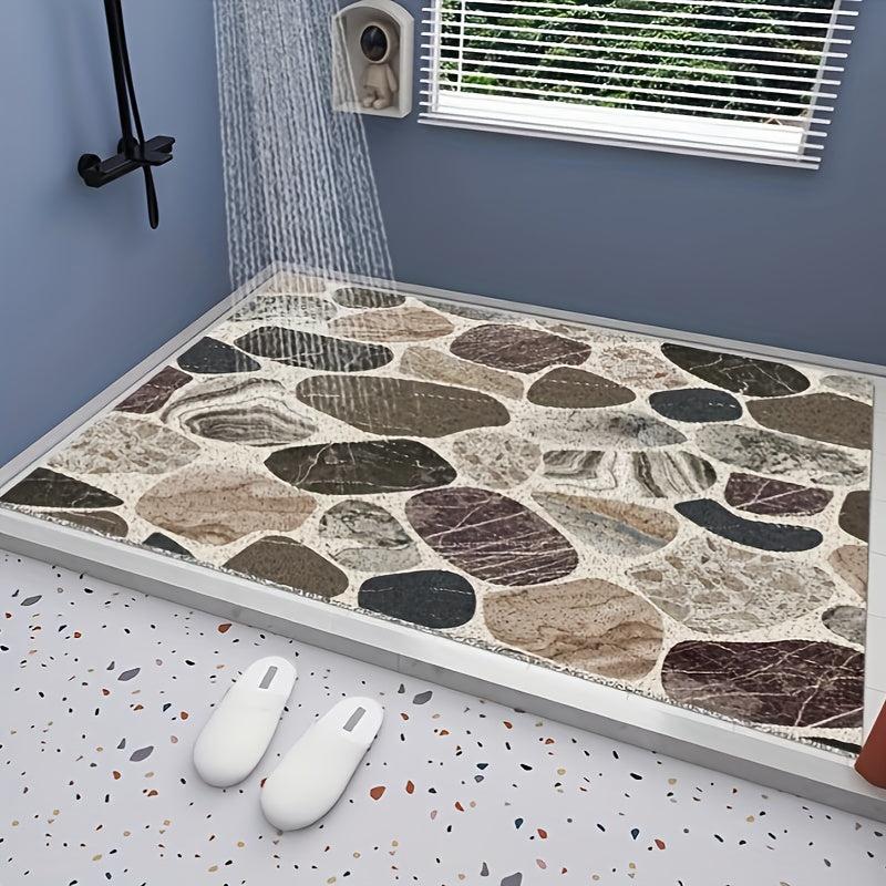 Tapis de salle de bain à galets de marbre