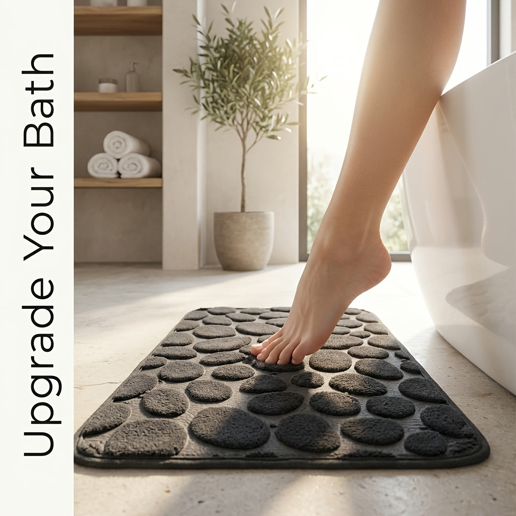 Tapis de salle de bain à galets en relief, lot de 2 pièces