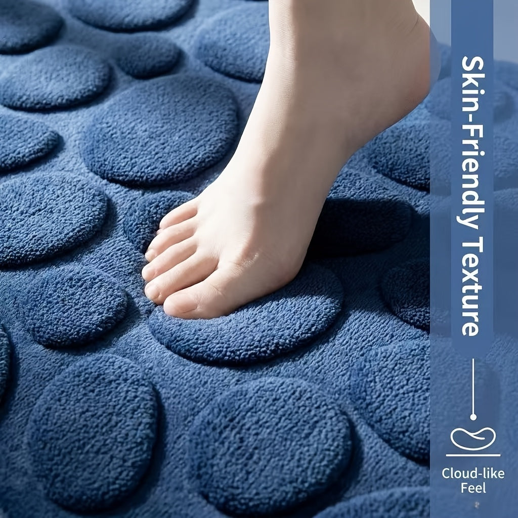 Tapis de salle de bain à galets en relief, lot de 2 pièces