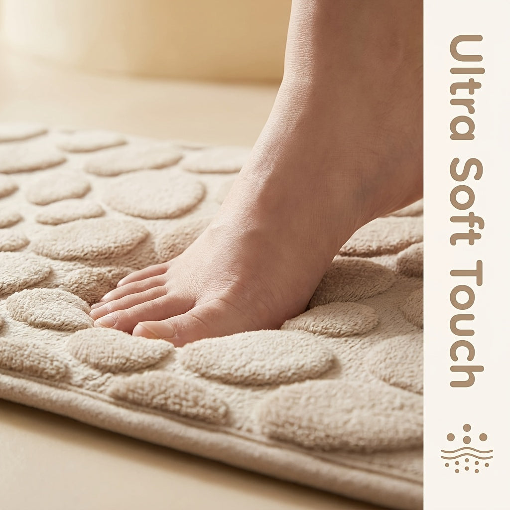 Tapis de salle de bain à galets en relief, lot de 2 pièces