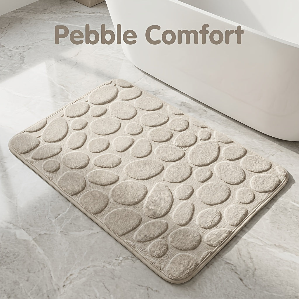 Tapis de salle de bain à galets en relief, lot de 2 pièces