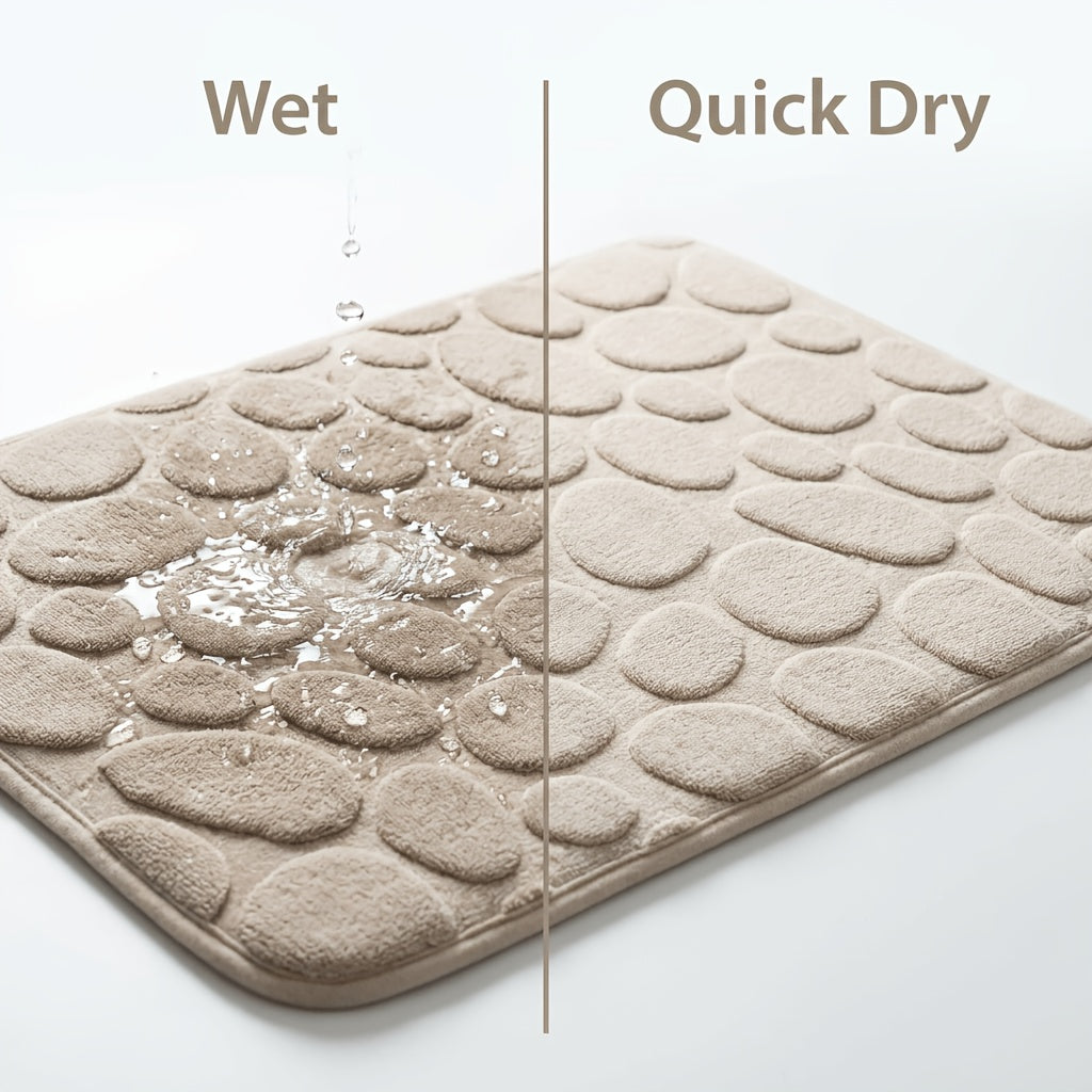 Tapis de salle de bain à galets en relief, lot de 2 pièces