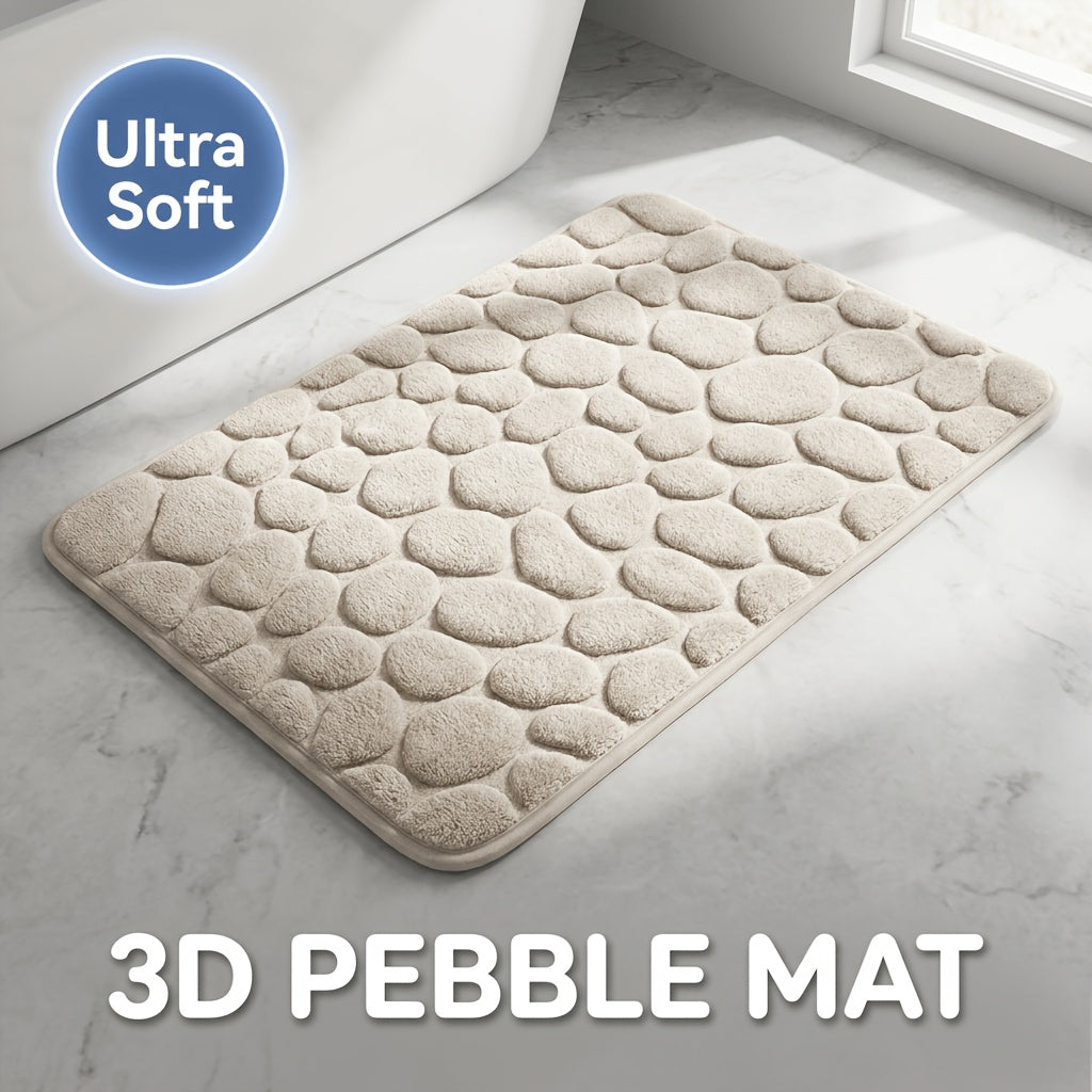 Tapis de salle de bain à galets en relief, lot de 2 pièces