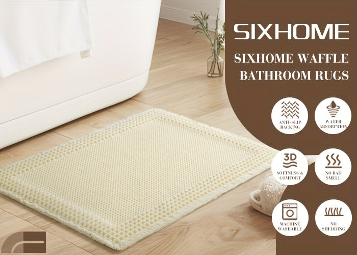 Tapis de salle de bain gaufré, très absorbant et antidérapant