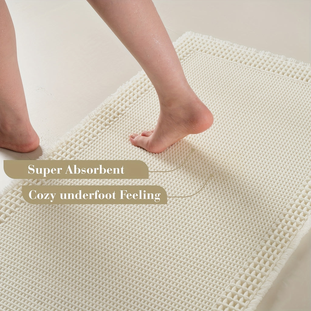 Tapis de salle de bain gaufré, très absorbant et antidérapant