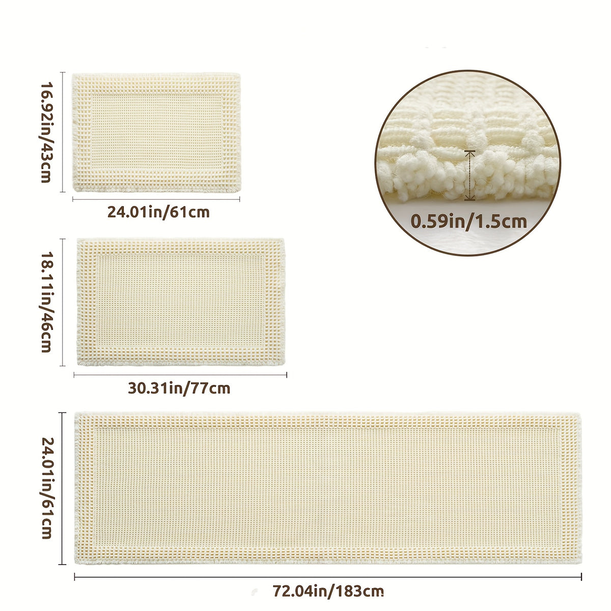 Tapis de salle de bain gaufré, très absorbant et antidérapant