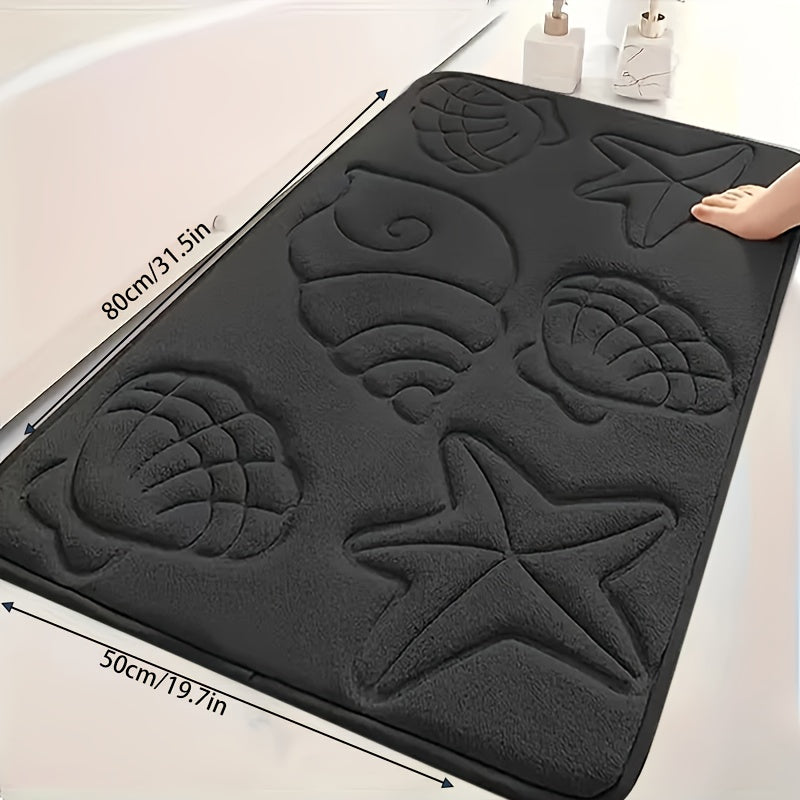 Tapis de salle de bain gaufré coquillages, cinq
