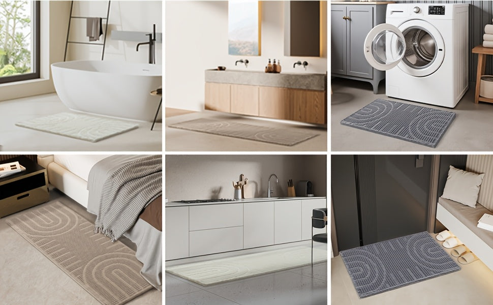 Tapis de salle de bain gaufré à franges, cinq formats au choix