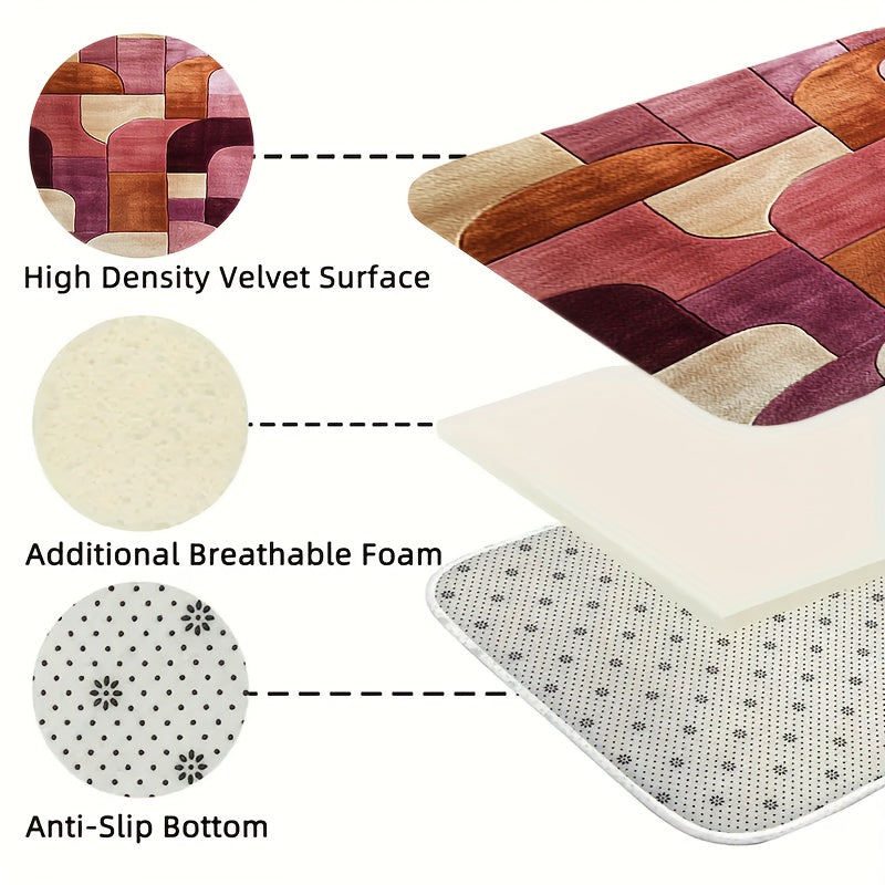 Tapis de salle de bain géométrique, doux
