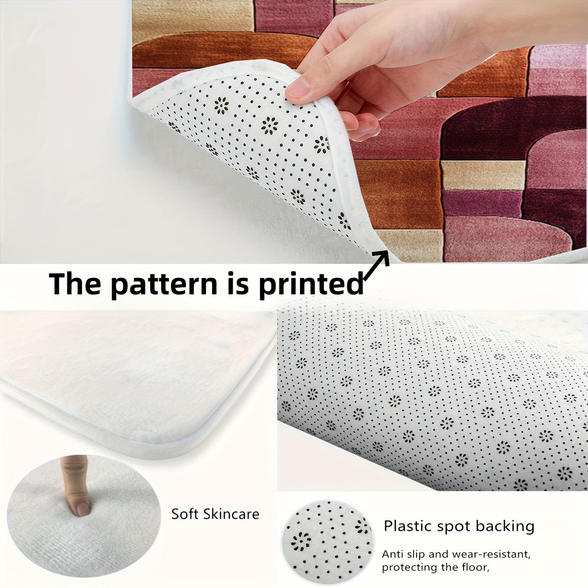 Tapis de salle de bain géométrique, doux