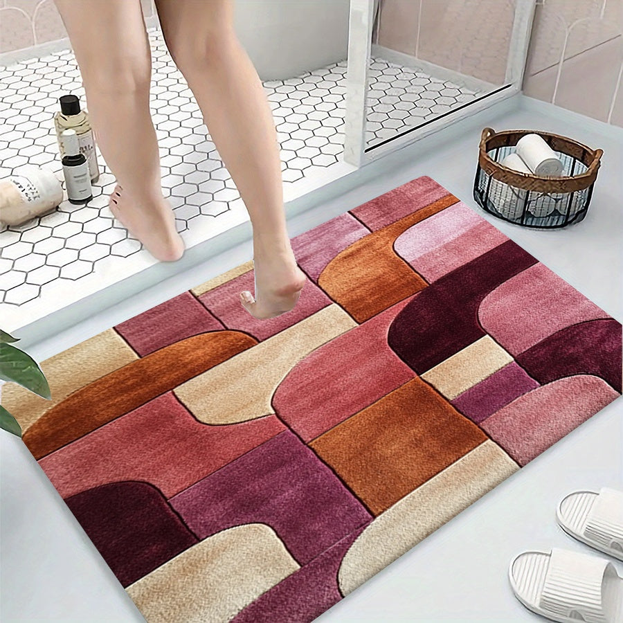 Tapis de salle de bain géométrique, doux