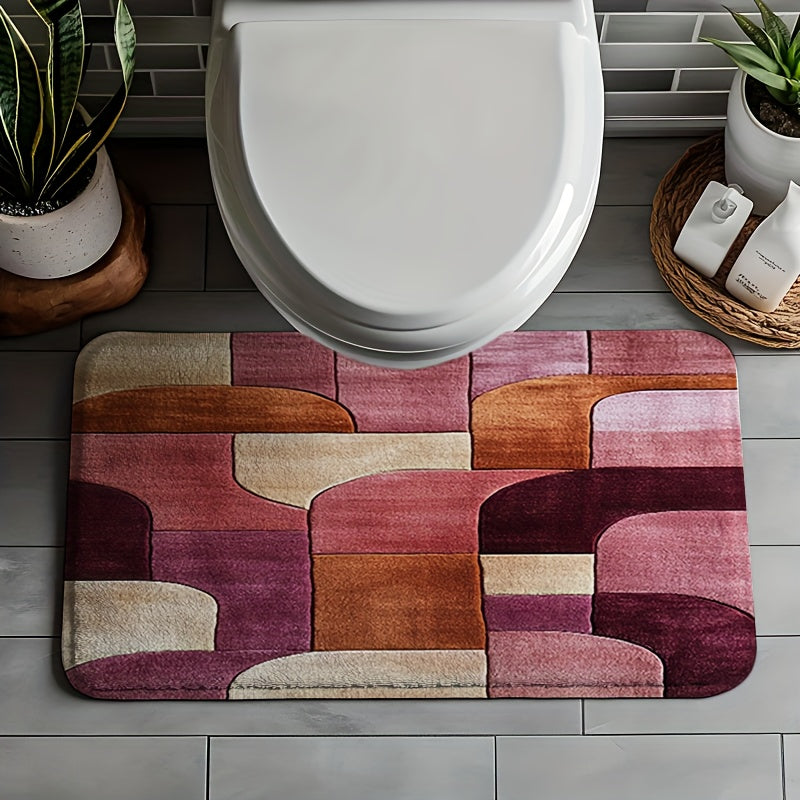 Tapis de salle de bain géométrique, doux