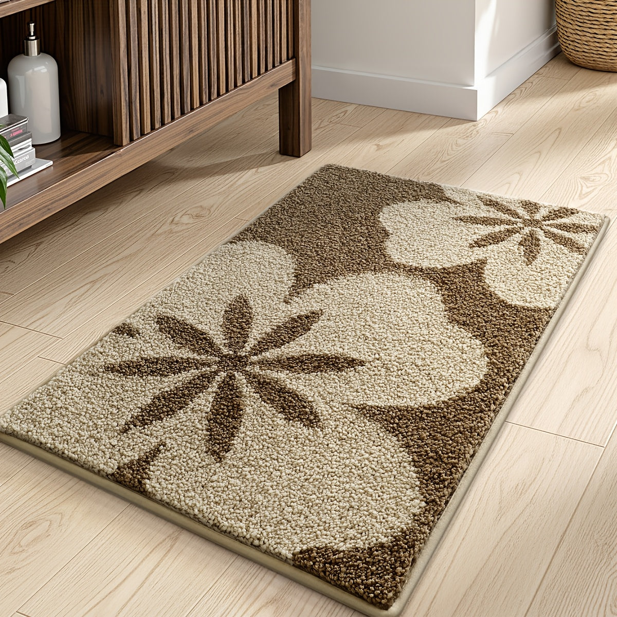 Tapis de salle de bain à grandes fleurs rétro