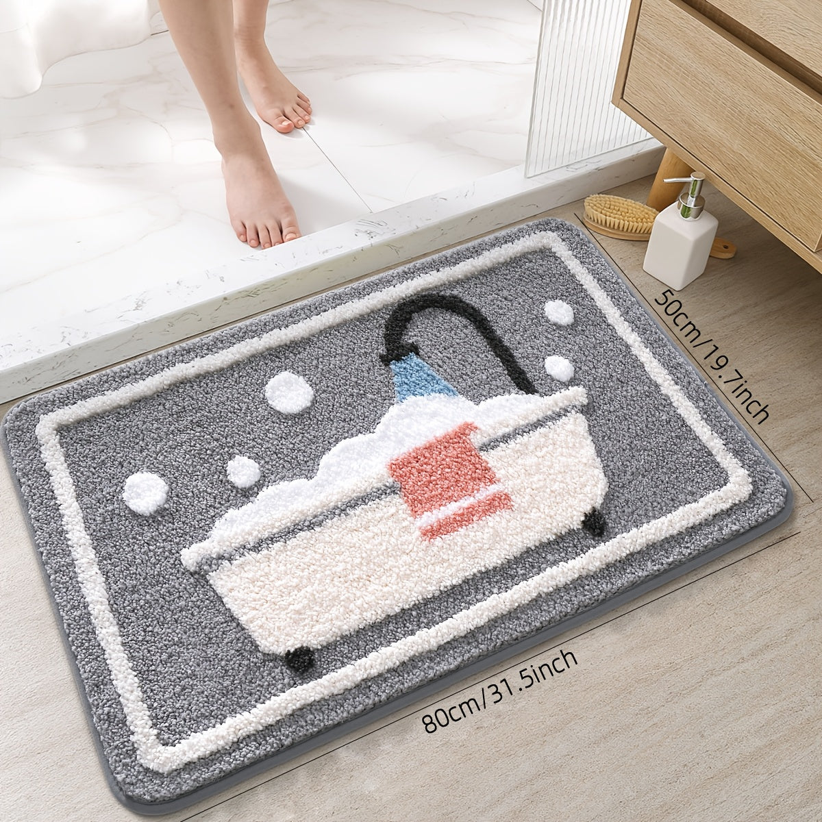 Tapis de salle de bain moelleux, d'épaisseur