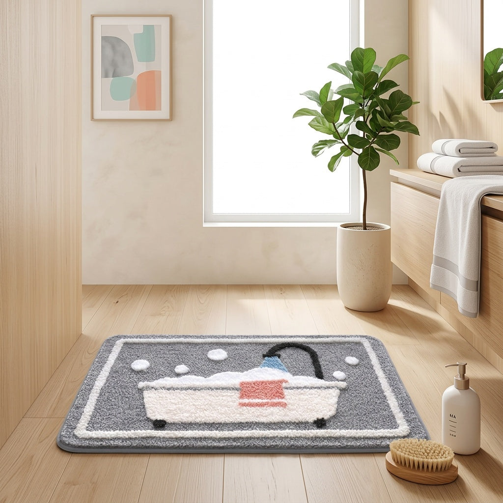 Tapis de salle de bain moelleux, d'épaisseur