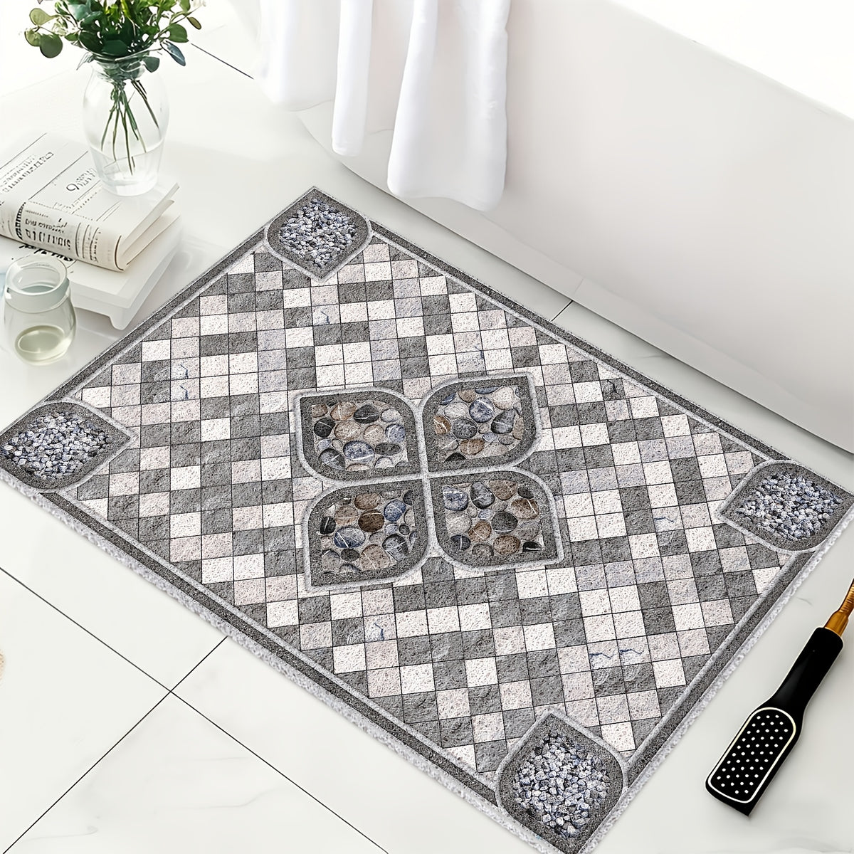 50×80cm / Brique Carrée Gris-Blanc Pavé