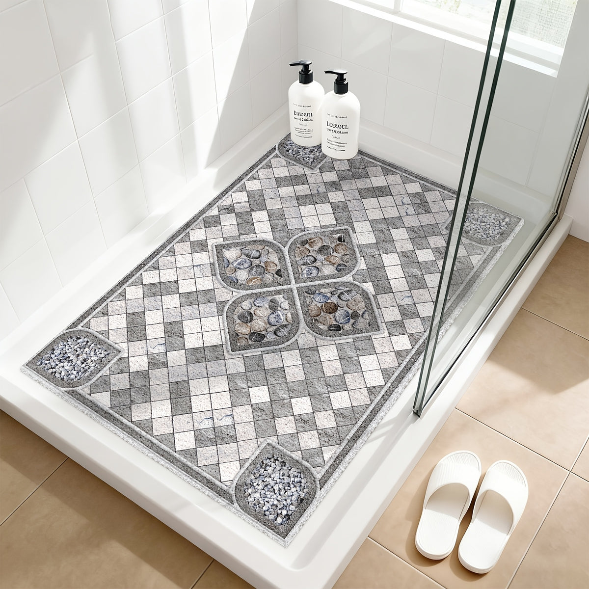 60×90cm / Brique Carrée Gris-Blanc Pavé Image
