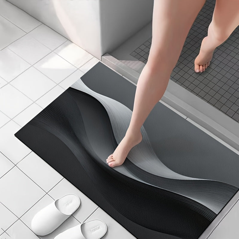 Tapis de salle de bain, vague en trompe- 'œil