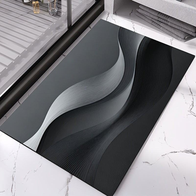 Tapis de salle de bain, vague en trompe- 'œil