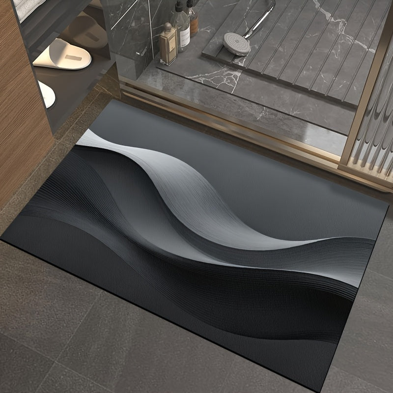 Tapis de salle de bain, vague en trompe- 'œil