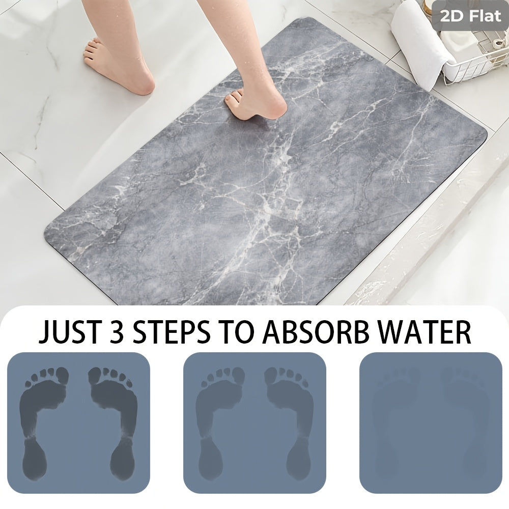 Tapis de salle de bain à veinage de marbre naturel