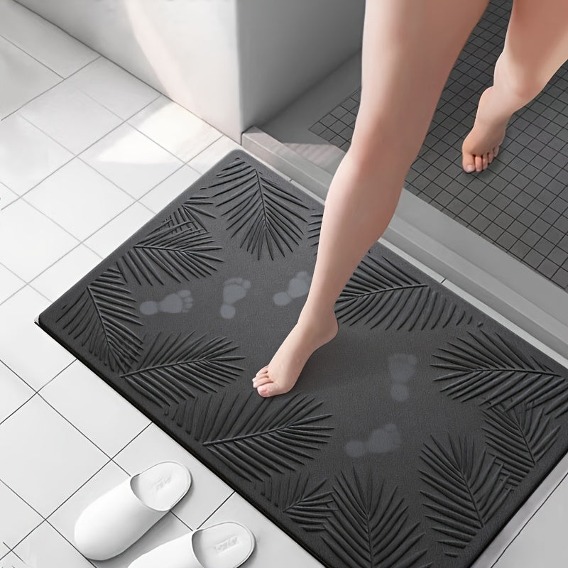 Tapis de salle de bain, feuilles de palmier en relief