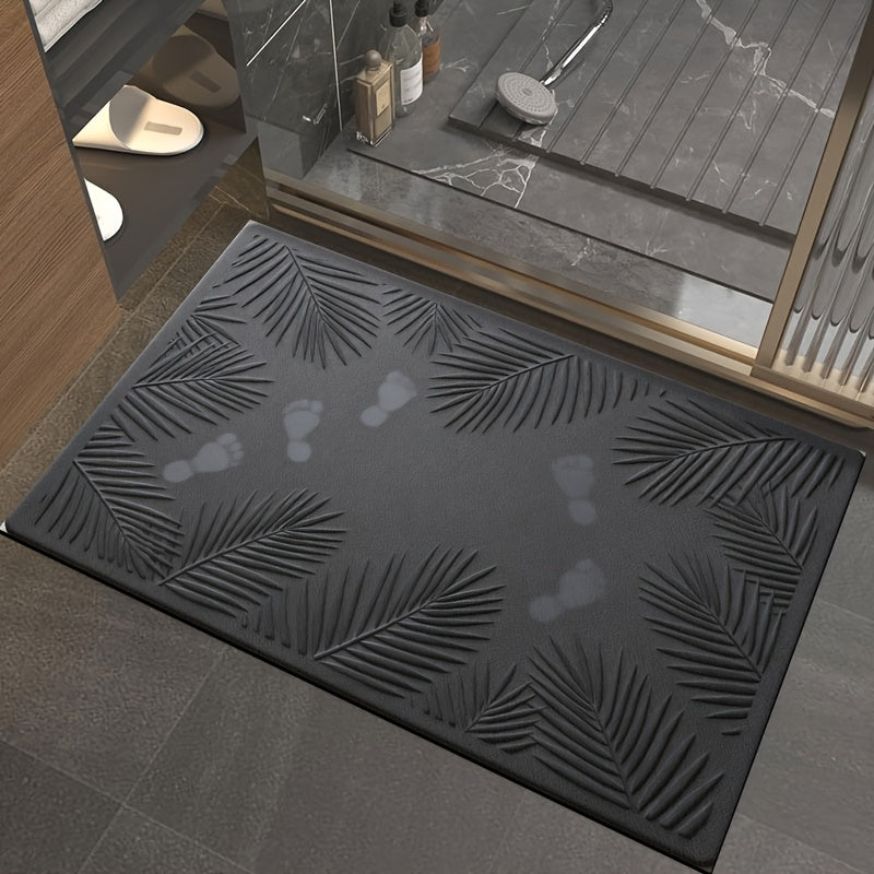 Tapis de salle de bain, feuilles de palmier en relief